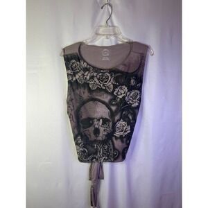 Y2K Grunge Goth Alt Urban Outfitters Skull Rose Graphic Tie Back Tank Top XXXL